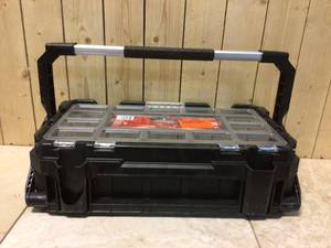 lot 92 image: Husky 22 in. 22-Compartment Connect Cantilever Organizer for Small Parts Organizer  SMALL DAMGE IN THE BACK Customer Returns See Pictures
