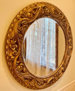 lot 29 image: Golden Circular Mirror