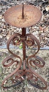 lot 126 image: Decorative Metal Candle Holder w Great Patina