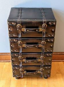 lot 75 image: Dark Brown Faux Leather Four Drawer Accent Chest
