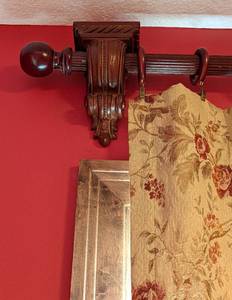 lot 99 image: Beautiful Floral Curtain Panels and Decorative Rod