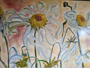 lot 100 image: Framed Daisy Painting by Kanis