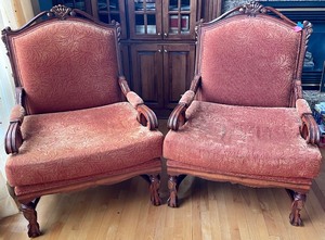 lot 4 image: Pair of Elegant Extra Wide Armchairs