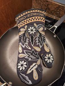 lot 120 image: Assorted Pans and Mackenzie Childs Potholder