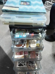 5-Drawer Organizer & New Contents Crafting Paper, Scrapbooking, Stickers-Includes Case Of Paper & Album