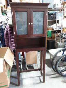 Above Toilet Cabinet With 2-Glass Doors 24x10x65H