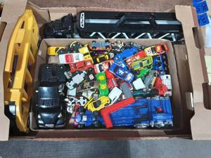 Box Lot Of Hot Wheels Cars & Carrier