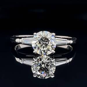 Timeless 1.20 Carat Diamond Estate Ring & 2 Tapered Baguettes, Classic 14k White Gold  $7,475 Retail VIDEO