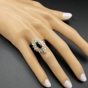 Amazing 2.75 Carats Natural Blue Sapphire & Diamond Estate Ring, Cocktail-Cluster 14k Yellow Gold $4,985 Retail VIDEO.