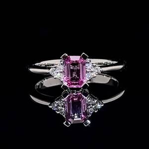 Brand New Natural Pink Sapphire & Diamond Ring in 14k White Gold $2,175 Retail VIDEO