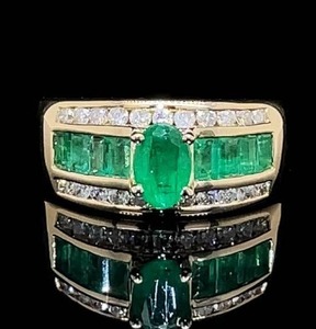Gorgeous in Green 0.95ctw Emerald & Diamond Triple Row Channel Band Ring in 14k Yellow Gold $1999 Retail VIDEO
