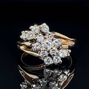 Cascading Cluster of Brilliance 0.60ctw Diamond Estate Waterfall Ring in 14k Yellow Gold VIDEO