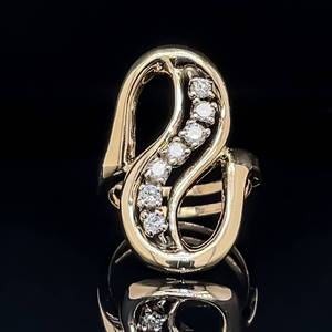 Artistic Creation 0.70ctw Diamond VS Quality Waterfall Cascade Ribbon Estate Ring in 14k Yellow Gold