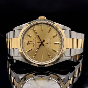 Rolex Oyster Perpetual 34mm Stainless Steel and 18k Yellow Gold Timepiece #14203 w Box $7,000 - $10,000 Retail VIDEO