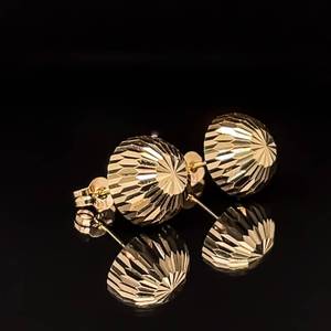 Mid-Century Modern Simple Diamond-Cut Stud Earrings in 14k Yellow Gold VIDEO