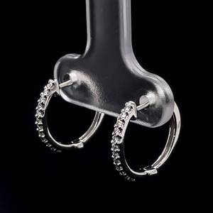 Popular Diamond Huggie Hoop Earrings w Hinge Backs in 14k White Gold VIDEO