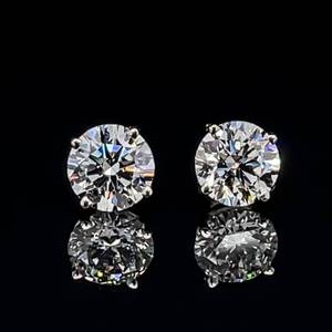 New Large 2.08 Carat Diamond Stud Earrings VS-GH 14k White Gold Ideal Cut Head Turners $8,800 Retail VIDEO