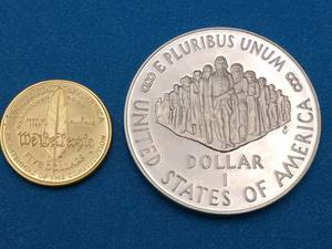 U.S. Constitution Coins, 1987-W Gold Five Dollar Coin and 1987-S Silver Dollar in Orginal Mint Package