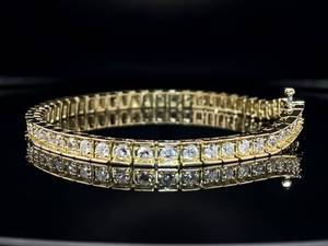 Endless Sparkle 3.18ctw Diamond Square Link Estate Tennis Bracelet in 14k Yellow Gold, Eye-Catching 14.50 Grams $8,250 Retail