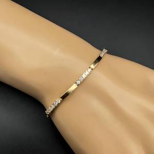 Super-Chic Slim Bar Link 1.05ctw Cubic Zirconia Tennis Estate Bracelet in 14k Yellow Gold $1021 Appraisal Included