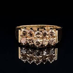 Gorgeous Glamor 0.30ctw Chocolate Diamond Tiered Cluster Square Shoulder Estate Ring  in 14k Yellow Gold