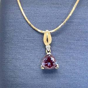 Color-Change Trillion Alexandrite & Diamond 2-Stone Drop Pendant Necklace Snake Chain in 14k Yellow Gold
