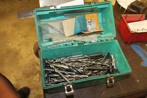 lot 363 image: Misc Drill Bits, Plastic Lunch Box