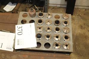 lot 370 image: Lot of (18) Mill Collets, Metal Organizer