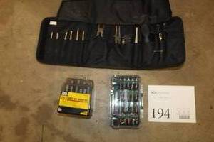 lot 194 image: Lot of (3) Tool Sets - Tool Shop 10-pc Power Nut Driver Set, MasterForce Bit Set, Small Hand Tool Set