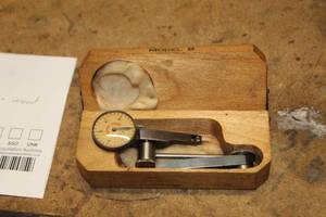 lot 415 image: Allen Tool Mfg The Elgin Model B Dial Indicator, Wood Case