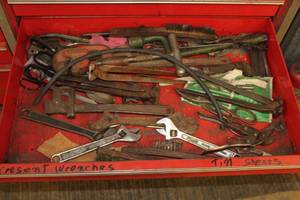 lot 58 image: Hand Tools - Crescent Wrenches, Tin Shears, Pipe Wrenches, Brushes