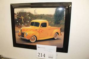 lot 214 image: Ford Custom Pickup Truck Framed Wall Art Clock