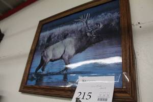 lot 215 image: Elk Print , Wood Frame