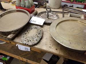 lot 516 image: Lot of (4) Silver plated Serving Platters