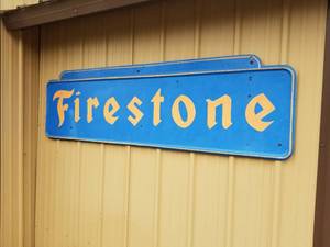 lot 10 image: Firestone Metal Sign