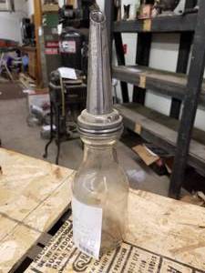 lot 433 image: Vintage Glass Motor Oil Bottle with Spout