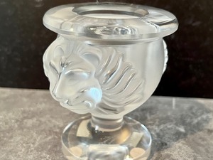 lot 6 image: Lalique Lion Head Candle Holder