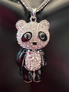 lot 125 image: Adorable Articulated Panda Bear Necklace