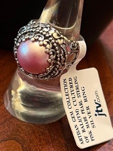 lot 134 image: JTV Artisan  Gem Collection  Bali Cultured Pink Marble and Sterling Ring