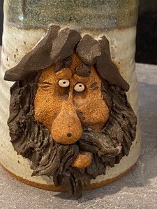 lot 45 image: Two Fun and Whimsical Caricature Pottery Mugs