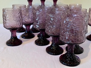 lot 51 image: Gorgeous Vintage Lenox Impromptu Lavender Stemware