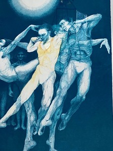 lot 77 image: Framed Art- Aquatint or Mezzotint in Colors by Gatja Helgert Rothe
