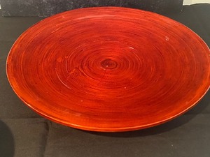 lot 109 image: Large Crate and Barrel Red Charger and Decorative Pottery Bowl
