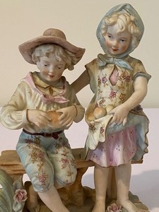 lot 111 image: Japanese Dresden Boy and Girl Figurine