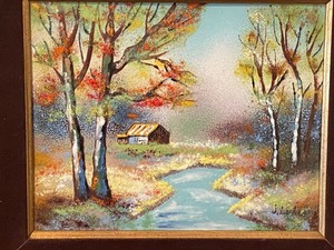 lot 117 image: Beautiful Enamel on Copper Framed Art