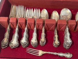 lot 1A image: Gorham Sterling Strasbourg Flatware Set- Service for 12