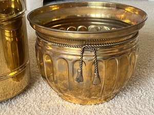 lot 196 image: (2) Vintage Brass Planters