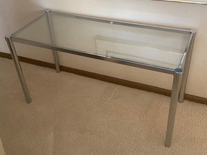 lot 251 image: Petite Glass Top Chrome Base Console Table