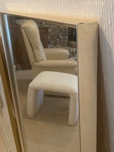 lot 255 image: Vintage Tall Silver Framed Wall Mirror