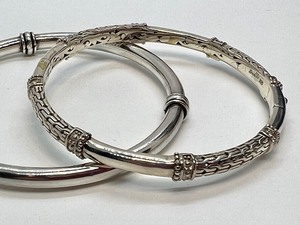 lot 305 image: Sarda Hinged Cuff Sterling Bracelet & Sterling Bangle